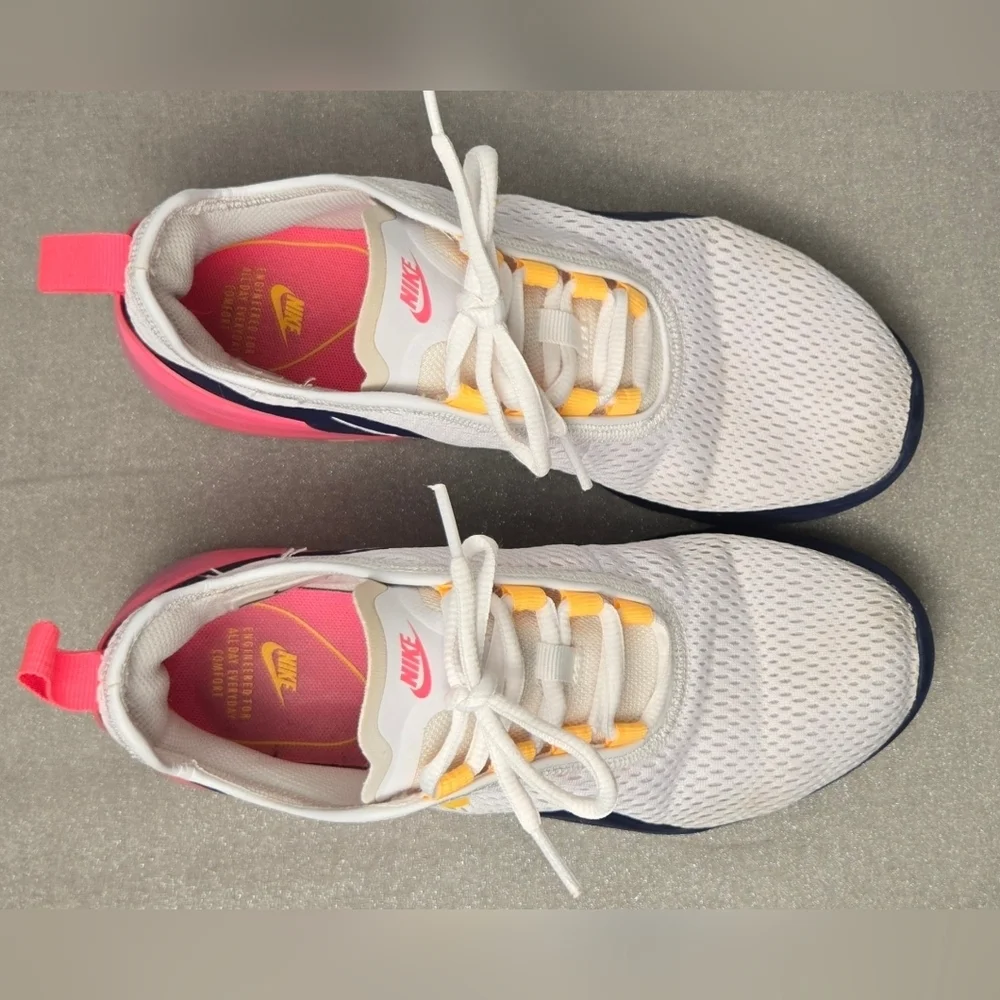 Nike Air Max 270 GS White Yellow Pink Sneakers Women’s 8.5 - Picture 7 of 12